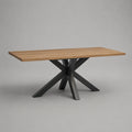 Table à manger rectangulaire 6 personnes en bois et métal, chêne naturel et noir, 160 × 80 × 75 cm