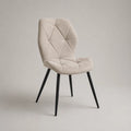 Chaise de salle à manger rembourrée en tissu polyester beige avec pieds en acier noir, 50 x 58 x 88 cm