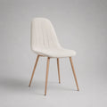 Chaise rembourrée en tissu écru avec pieds en acier effet chêne clair, 49 × 55 × 86 cm