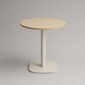 Table à manger ronde 2 à 4 places en bois et métal, chêne naturel et blanc cassé, Ø 80 × H 75 cm