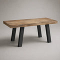 Table à manger rectangulaire en pin massif et acier, marron naturel et noir mat, 180 × 90 × 76 cm