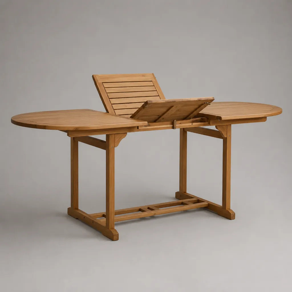 Table de jardin extensible ovale en bois brun, 150 à 200 × 100 × 75 cm